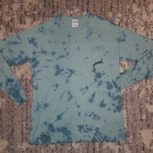 PINK Victoria's Secret Blue Tie Dye Long Sleeve  T-shirt Size S